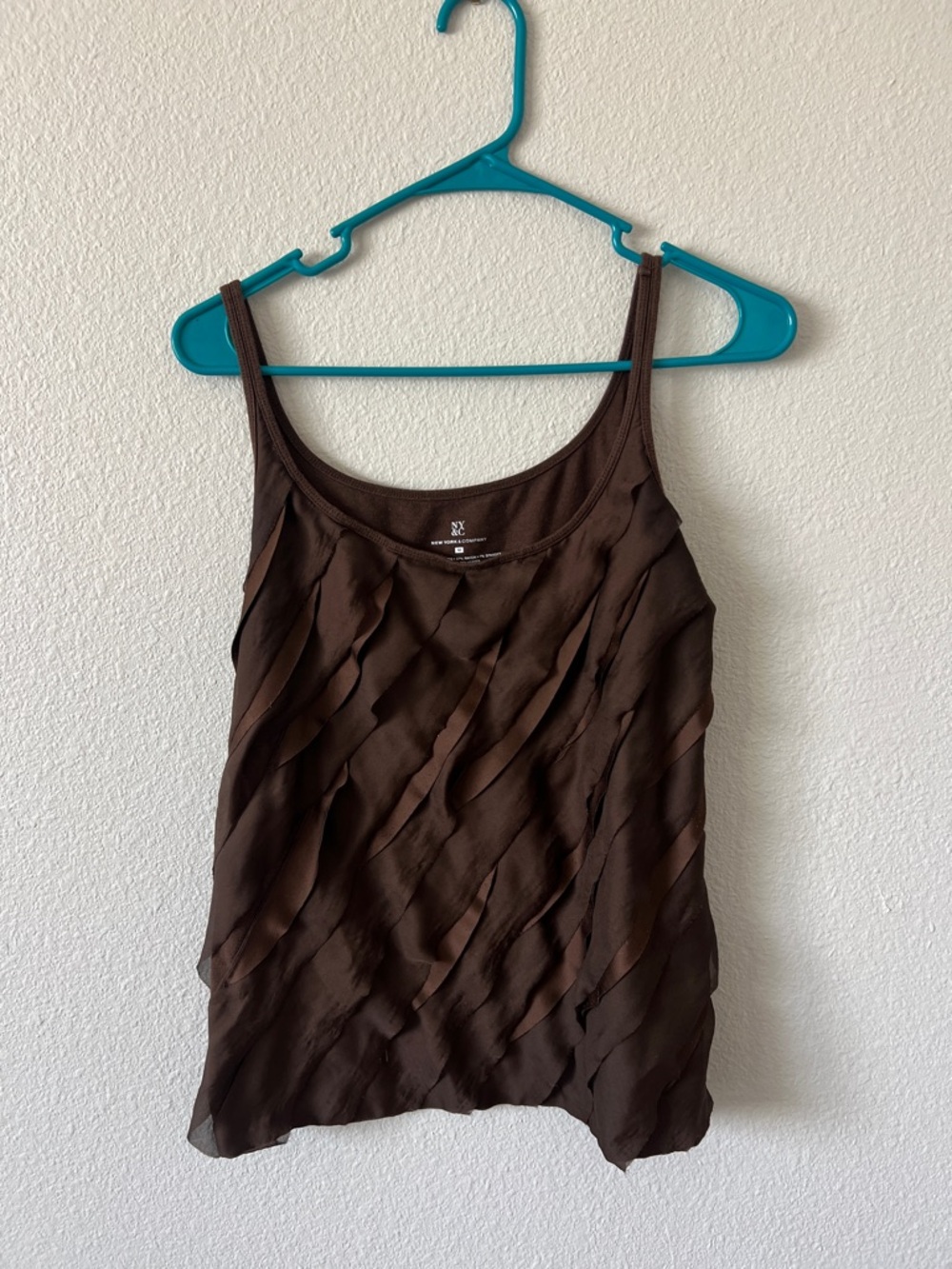 New York & Company Brown Ruffled Camisole